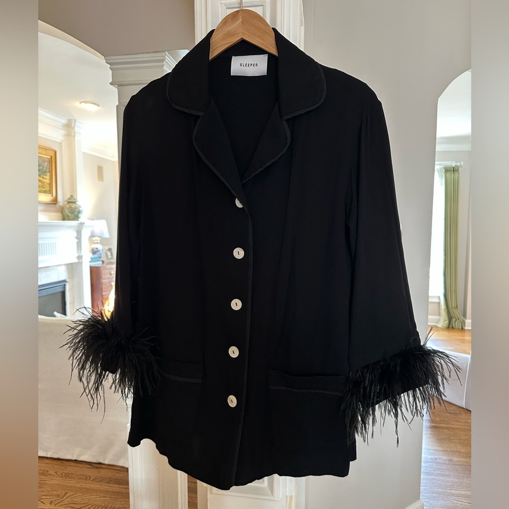 Sleeper Party Feather Pajamas in Black